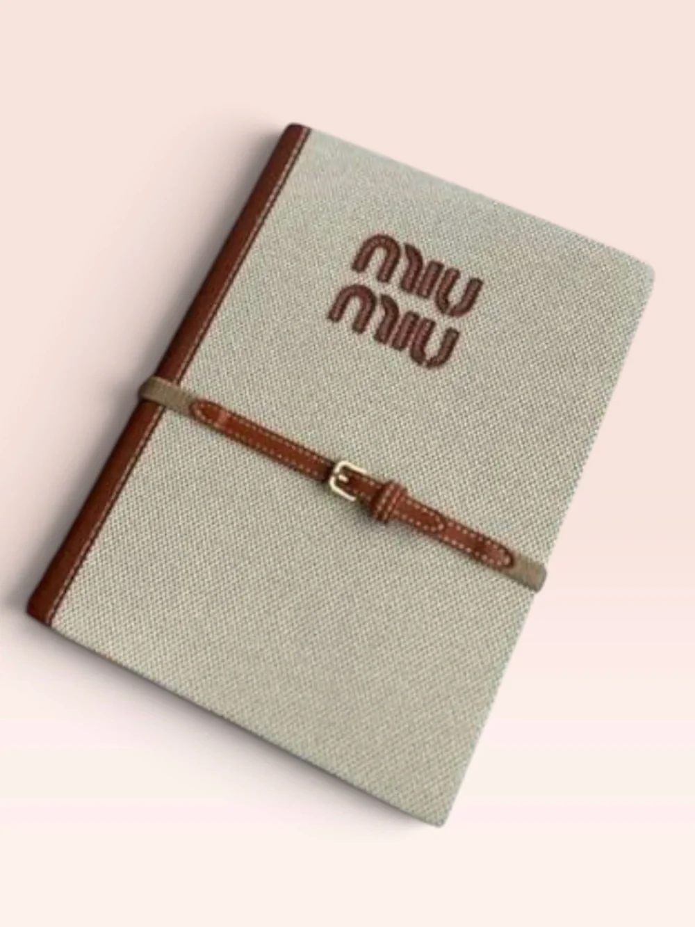 Miu Miu Beige & Brown Canvas Travel Notebook